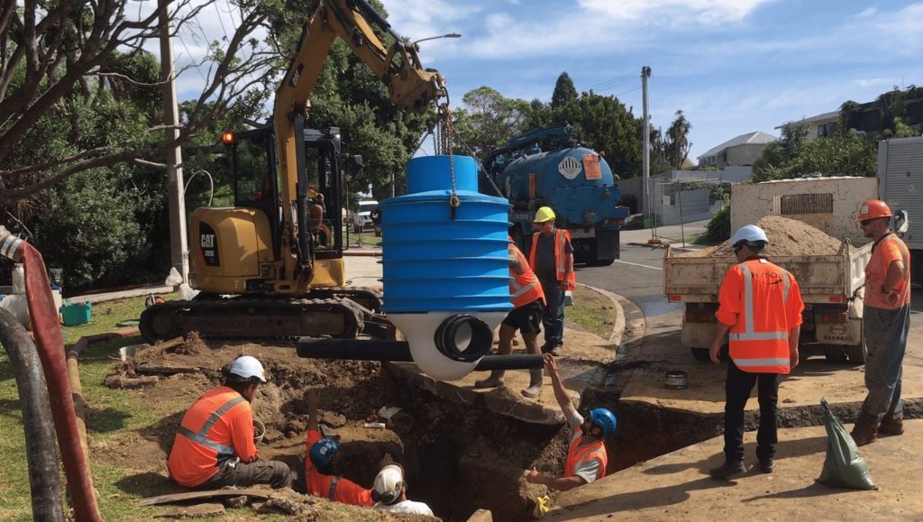 Marine Parade Manhole Replacement - Installation of the Smartstream PE Manhole.