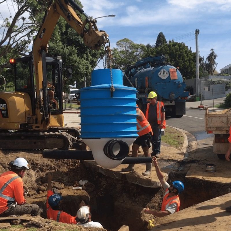 Marine Parade Manhole Replacement - Installation of the Smartstream PE Manhole.